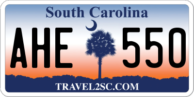 SC license plate AHE550