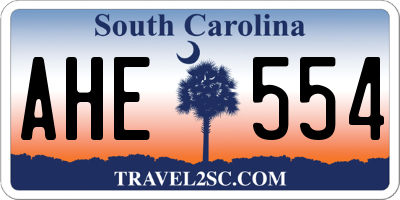 SC license plate AHE554