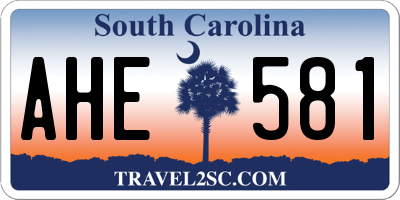SC license plate AHE581