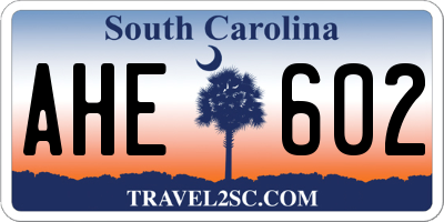 SC license plate AHE602