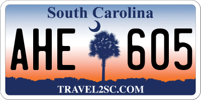 SC license plate AHE605