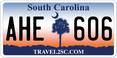 SC license plate AHE606