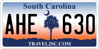 SC license plate AHE630
