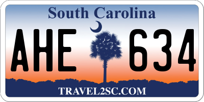 SC license plate AHE634