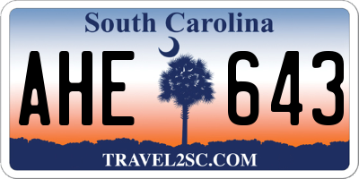 SC license plate AHE643