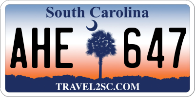 SC license plate AHE647