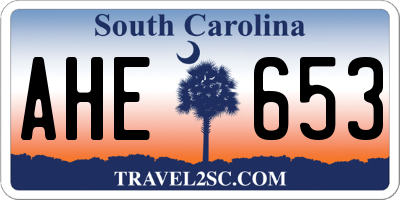 SC license plate AHE653