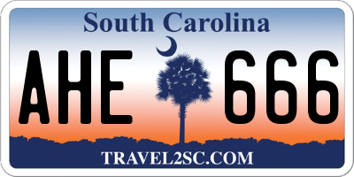 SC license plate AHE666