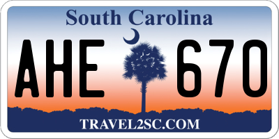 SC license plate AHE670