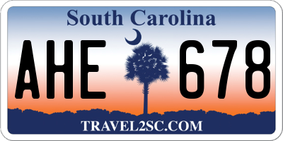 SC license plate AHE678