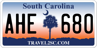 SC license plate AHE680