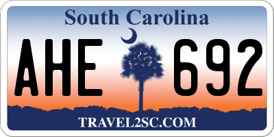 SC license plate AHE692