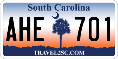 SC license plate AHE701
