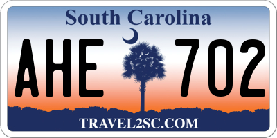 SC license plate AHE702