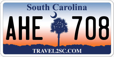 SC license plate AHE708