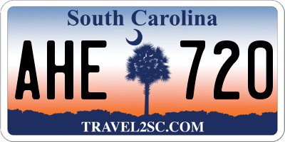 SC license plate AHE720
