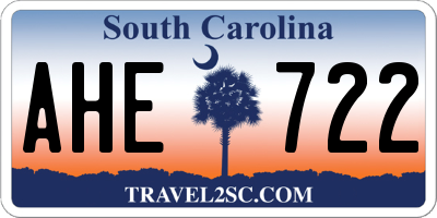 SC license plate AHE722