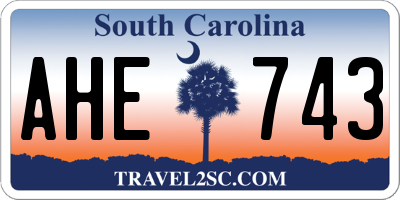 SC license plate AHE743