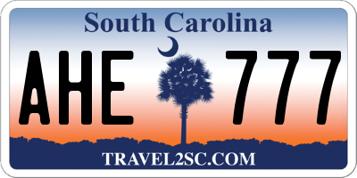 SC license plate AHE777