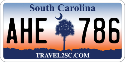SC license plate AHE786
