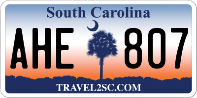 SC license plate AHE807