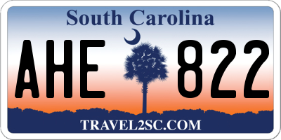 SC license plate AHE822