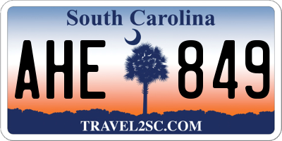 SC license plate AHE849