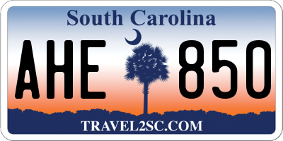 SC license plate AHE850