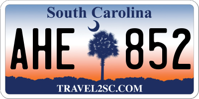 SC license plate AHE852
