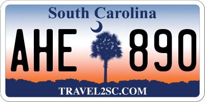 SC license plate AHE890