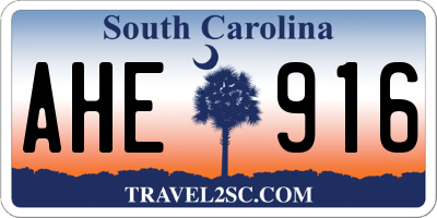 SC license plate AHE916