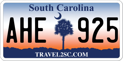 SC license plate AHE925