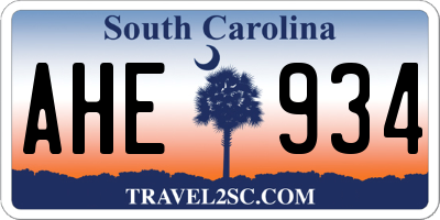 SC license plate AHE934