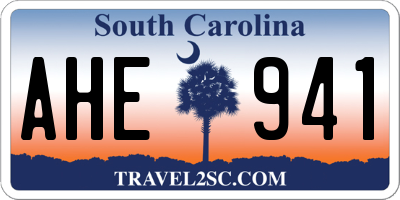SC license plate AHE941