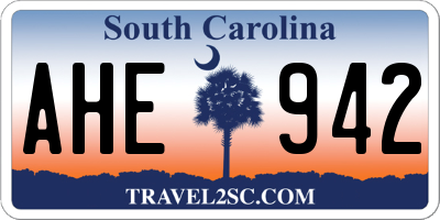 SC license plate AHE942