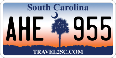 SC license plate AHE955