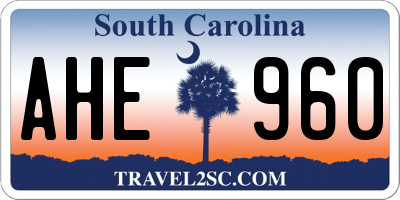 SC license plate AHE960