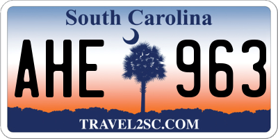 SC license plate AHE963