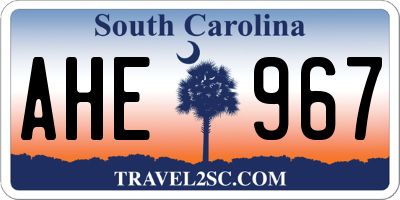 SC license plate AHE967