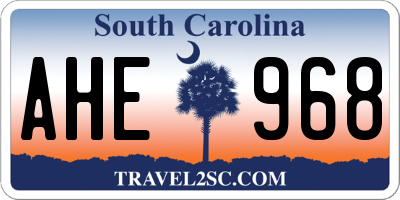 SC license plate AHE968