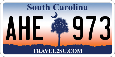 SC license plate AHE973