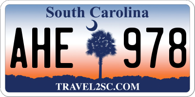 SC license plate AHE978