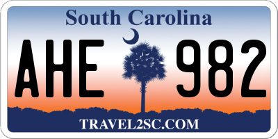 SC license plate AHE982