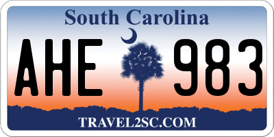 SC license plate AHE983