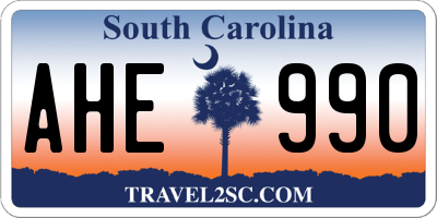 SC license plate AHE990
