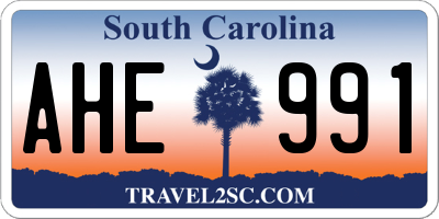 SC license plate AHE991