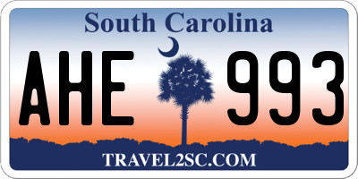 SC license plate AHE993