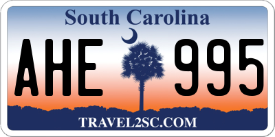 SC license plate AHE995