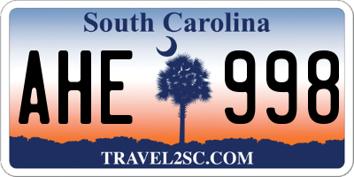 SC license plate AHE998