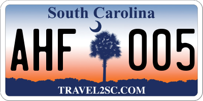 SC license plate AHF005
